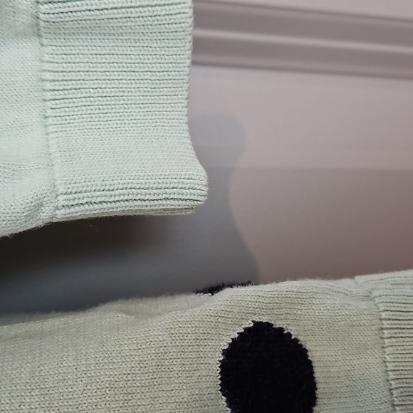 Talbots Medium Mint Green Polka Dot 3/4 Sleeve Lightweight Sweater Top - Picture 4 of 6